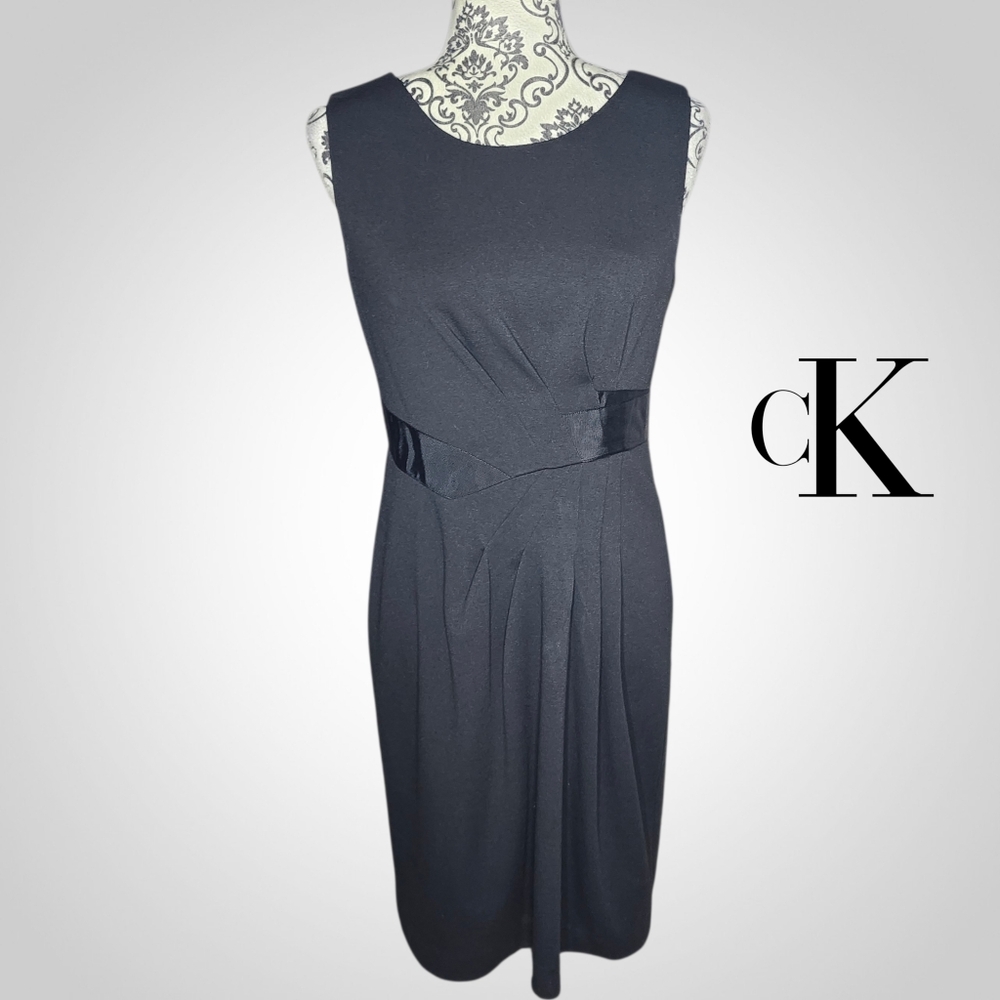 CALVIN KLEIN Sleeveless Black Midi Dress - 6